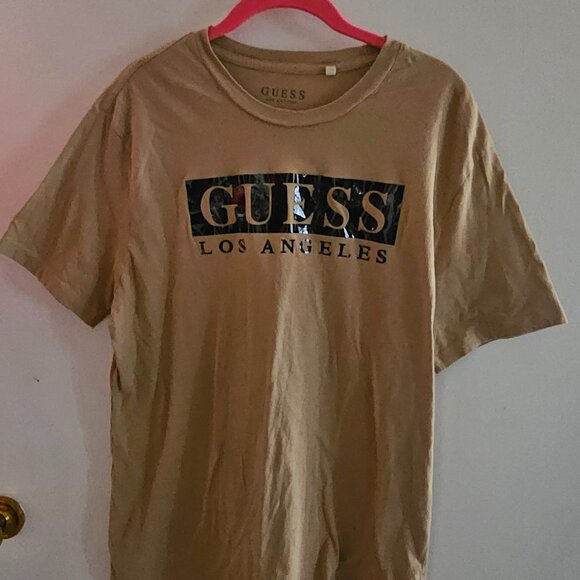Guess Los Angeles Tan Short Sleeve T-Shirt XL Mens - Picture 1 of 5